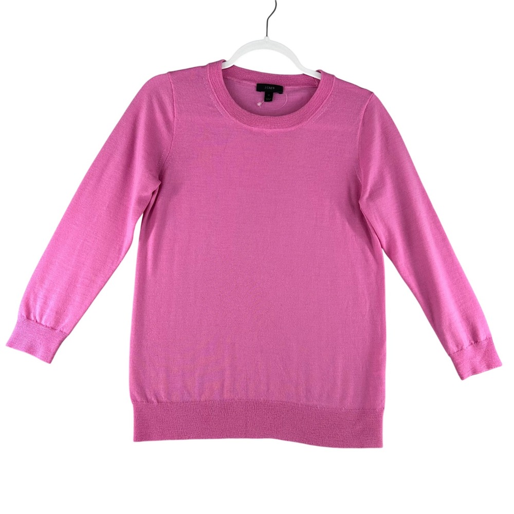 J Crew 100% Merino Wool Crew Neck Long Sleeve‎ Sweater Pink Womens Size Medium